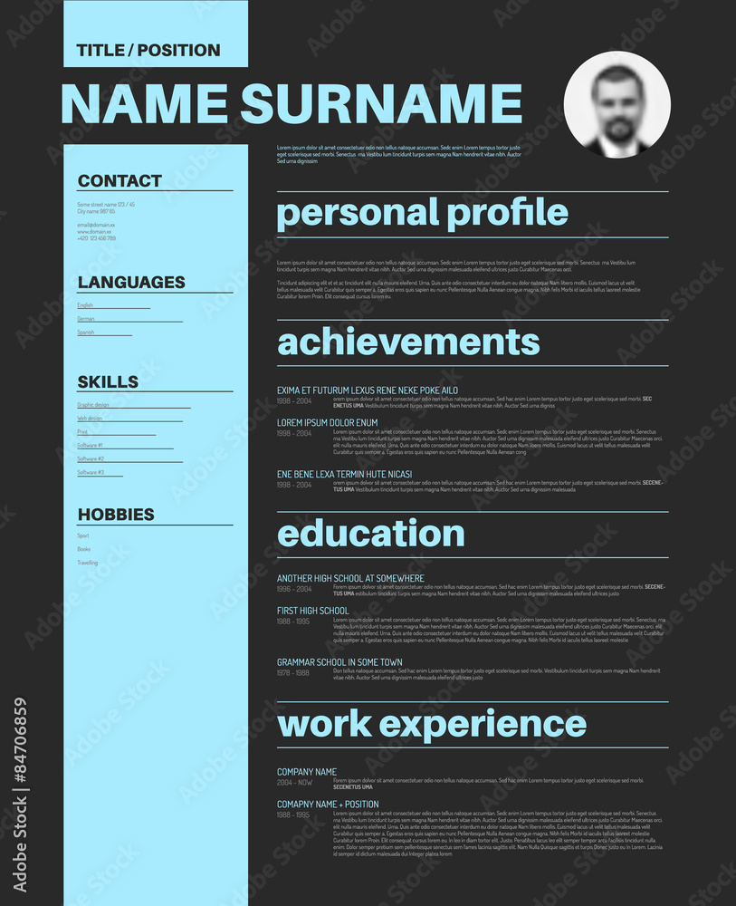 Naklejka premium cv / resume template with nice typography