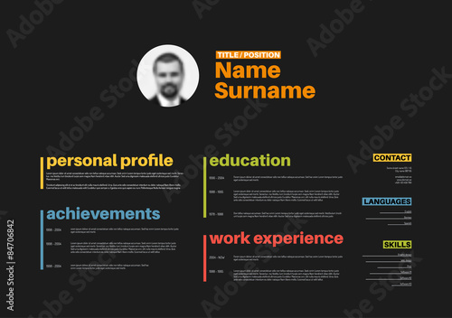 cv / resume template with nice typography