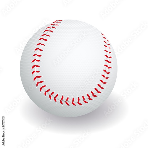 Baseball in white leather with red stitches