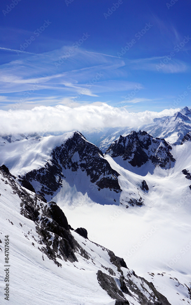 scene of Valley Titlis snow mountains