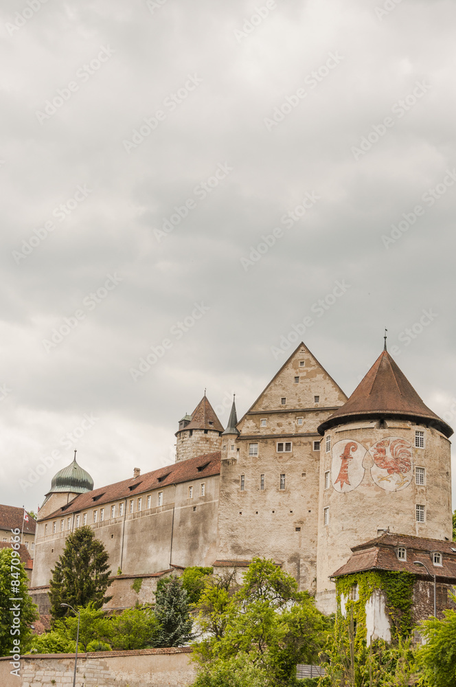 Pruntrut, Porrentruy, Altstadt, Stadt, Festung, Schloss Pruntrut, Schloss, Hahnenturm, Rundturm, Jura, Schweiz Pruntrut, Porrentruy, Altstadt, Stadt, Festung, Schloss Pruntrut, Schloss, Hahnenturm, Rundturm, Jura, Schweiz