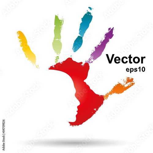 Vector conceptual abstract human child hand paint man face