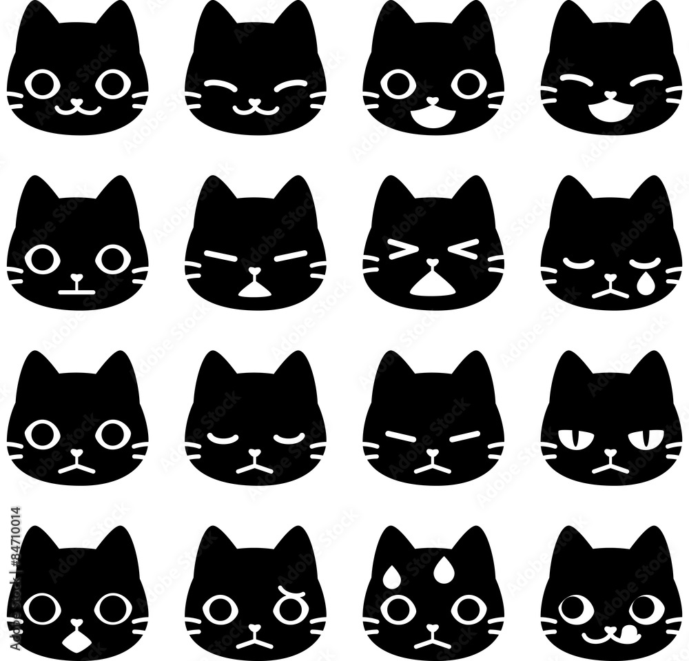 猫の顔のアイコンセット 猫の顔のアイコンセット