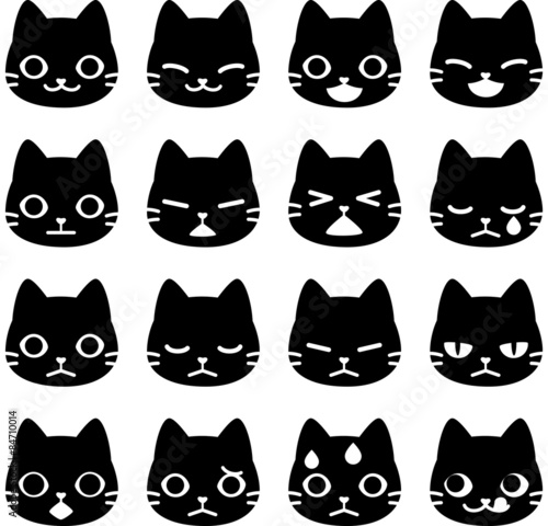 猫の顔のアイコンセット