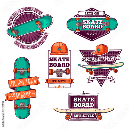 Set of vintage color logos, badges, badges, labels, stickers