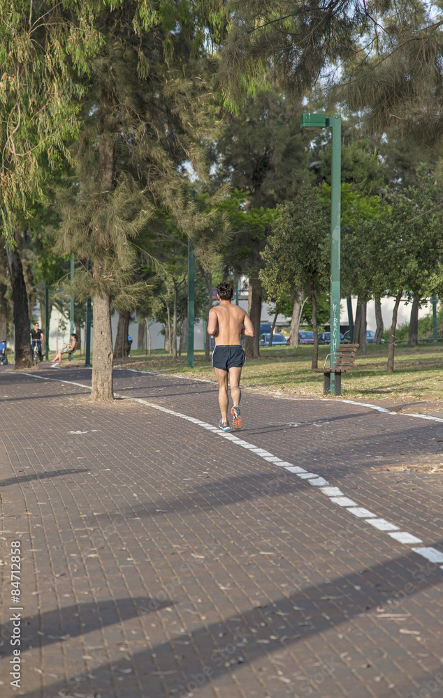 Fototapeta premium Man jogging on the jogging path