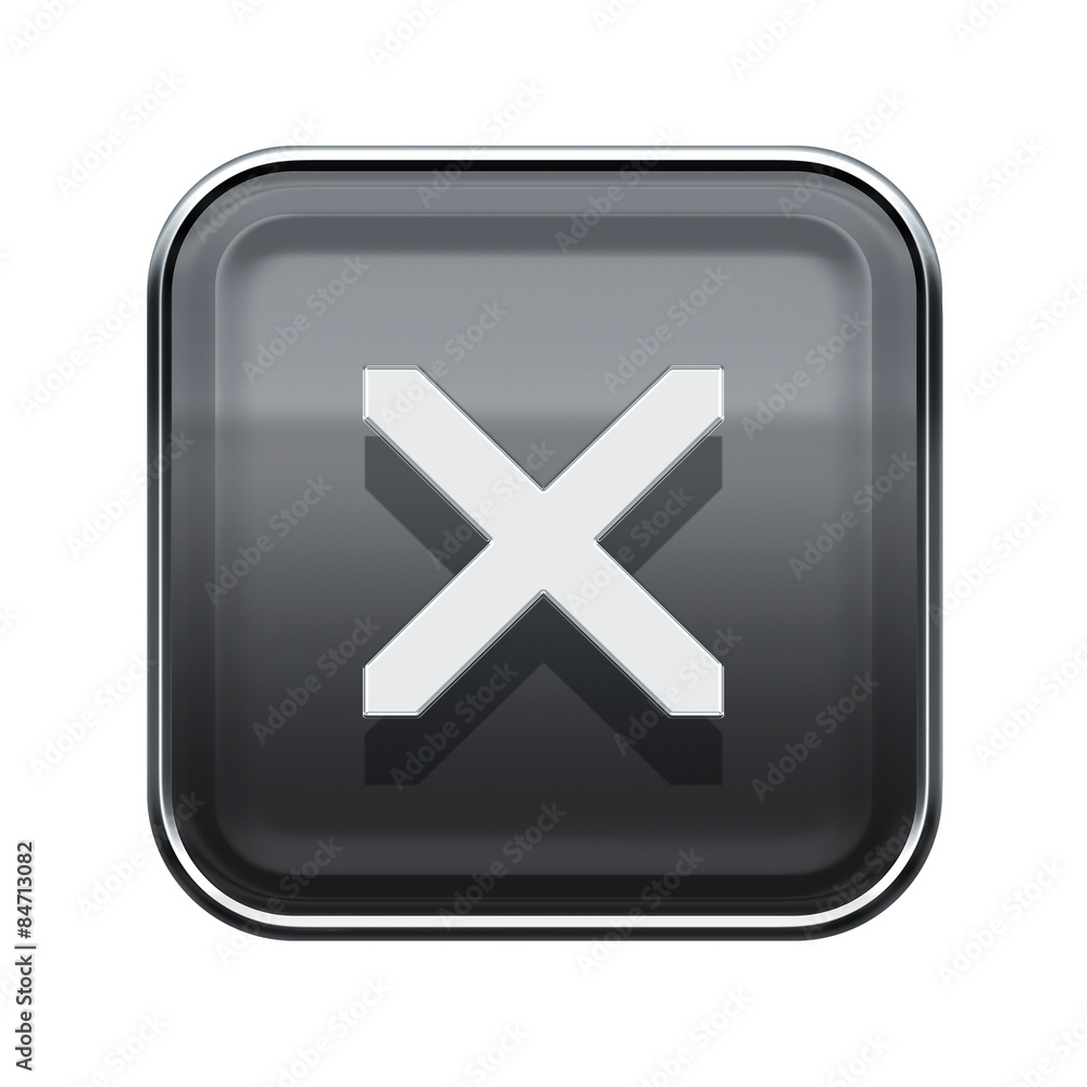 close icon glossy grey, isolated on white background close icon glossy grey, isolated on white background