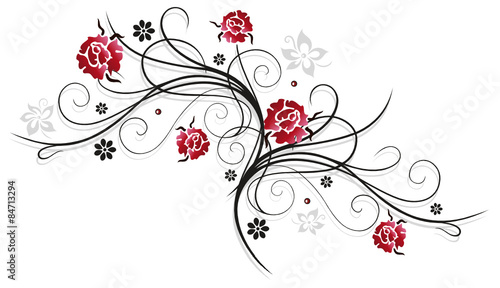 Rote Rosen mit Schnörkel