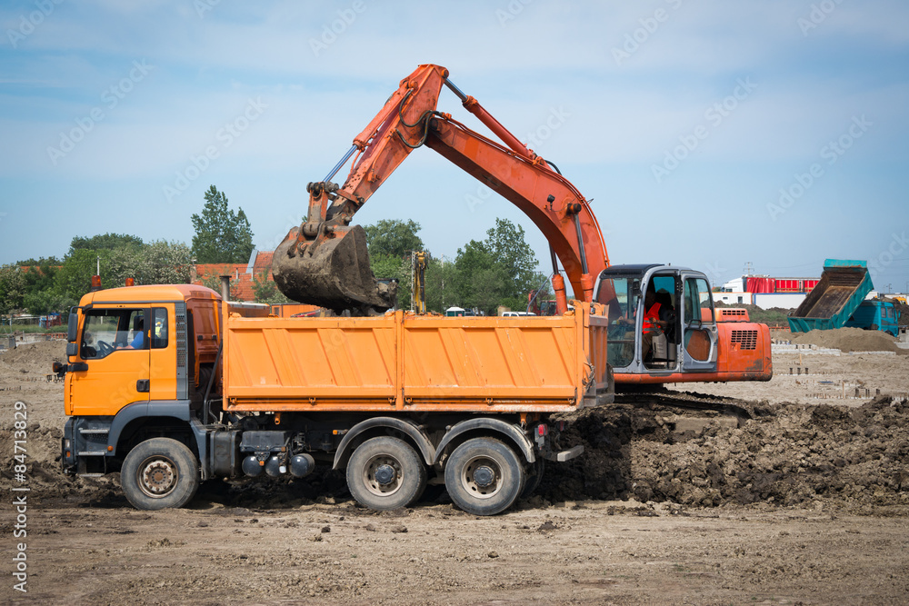 excavator in action excavator in action