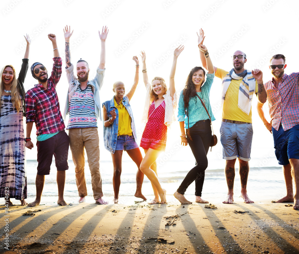 Obraz premium Teenagers Friends Beach Party Happiness Concept