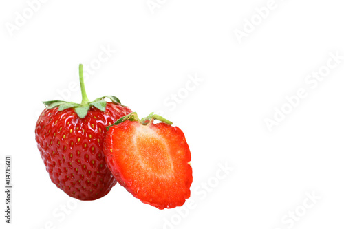 fresh strawberries in a cut isolated