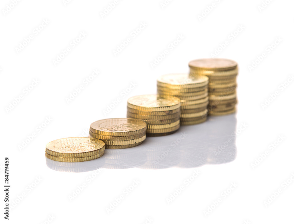 Malaysian coins over white background Malaysian coins over white background