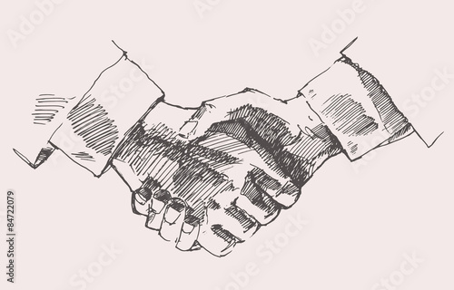 Drawing Shake Hands Partnership Vector Sketch