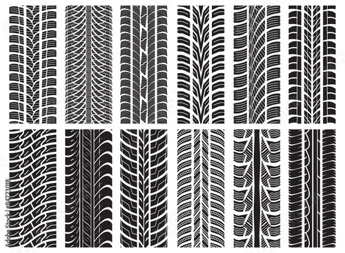 Set of various tyre treads