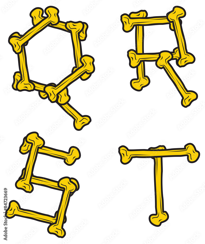 Skeleton bones alphabet vector illustration Skeleton bones alphabet vector illustration
