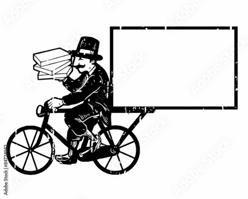 delivery man black bicycle