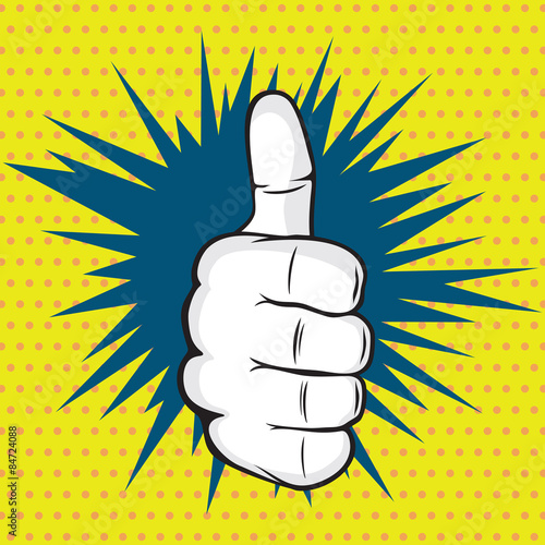 OK finger pop art vector illustration