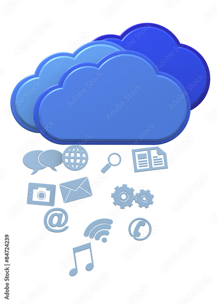 Obraz premium Raining Icons from Cloud Concept - 3D