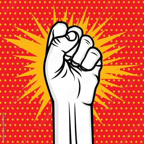 Revolution fist pop art vector illustration