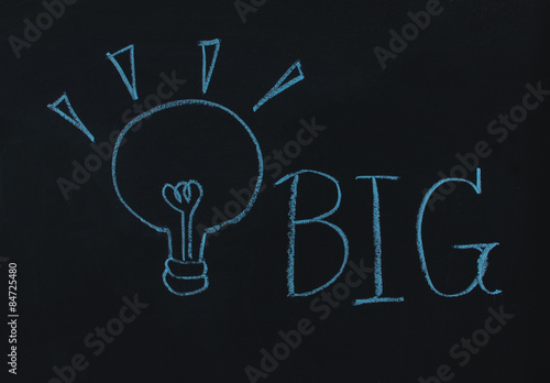 drawing word big and light bulb