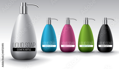 Liquid soap bottles design template vector objects