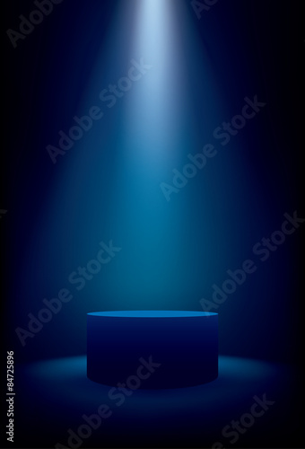 Illuminated stage showcase with lights, vector background