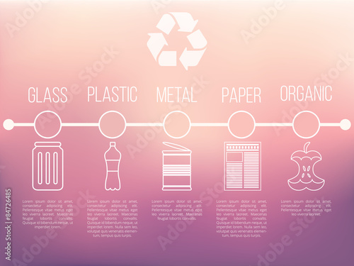 Recycle infographic with garbage icons vector trash concept