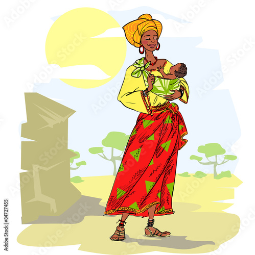 African woman with baby
