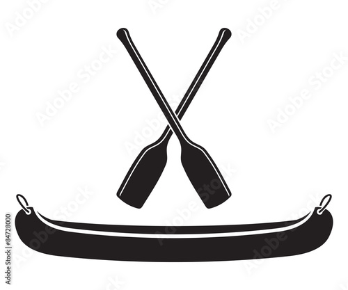 Canoe with Paddle Vector Illustration