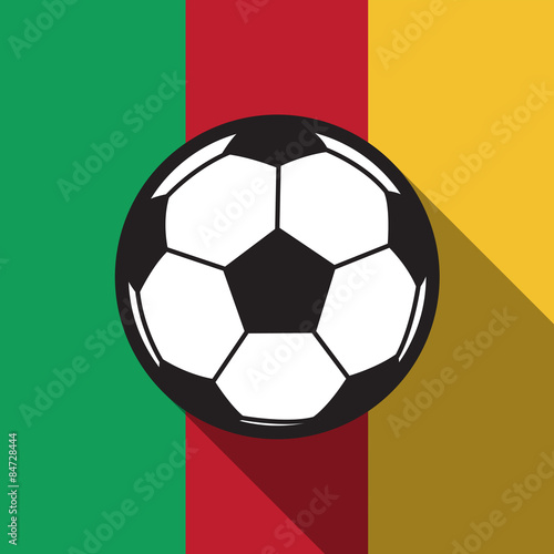 football icon with Cameroon flag background long shadow vector