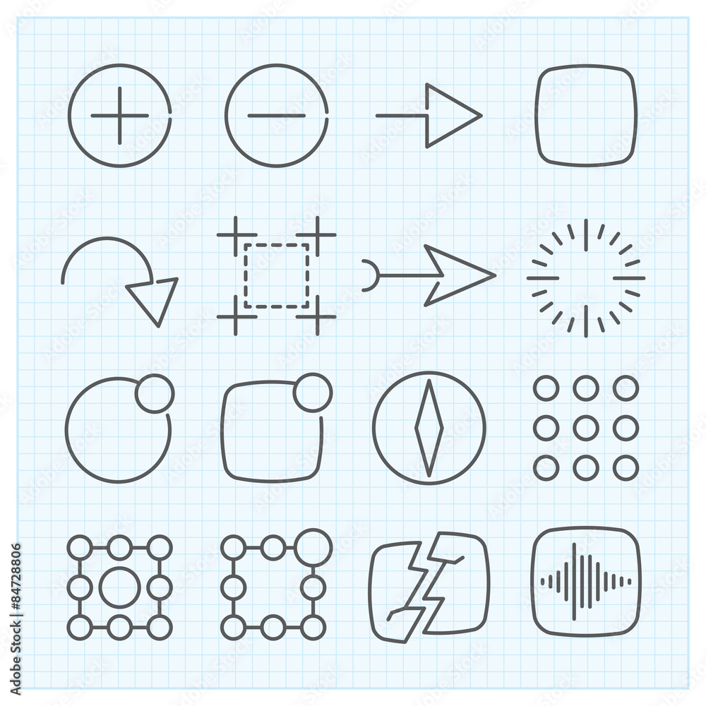Fototapeta premium Vector thin line icons set