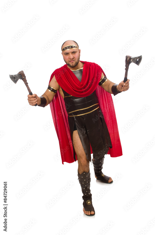 Gladiator with hatchet isolated on white Gladiator with hatchet isolated on white