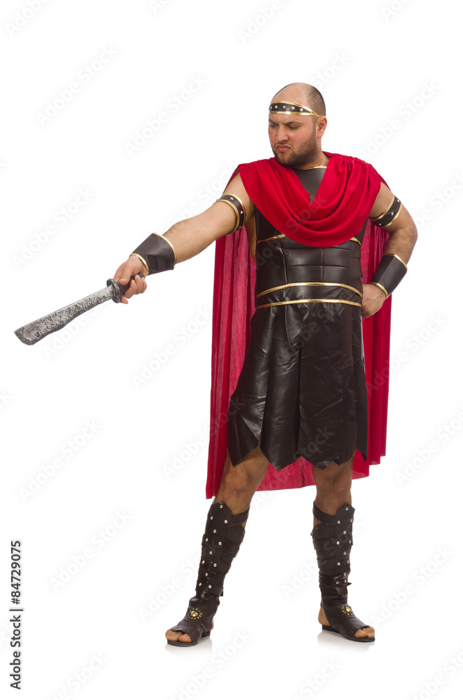 Gladiator holding sword isolated on white Gladiator holding sword isolated on white