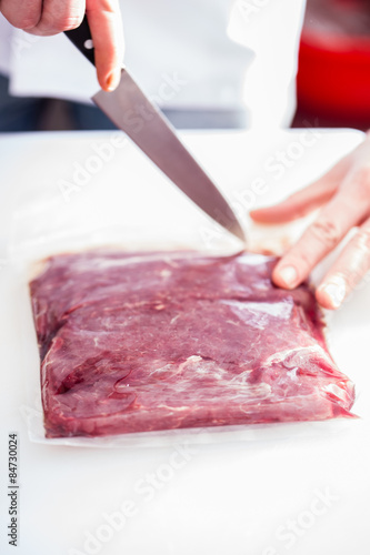 chef making steak