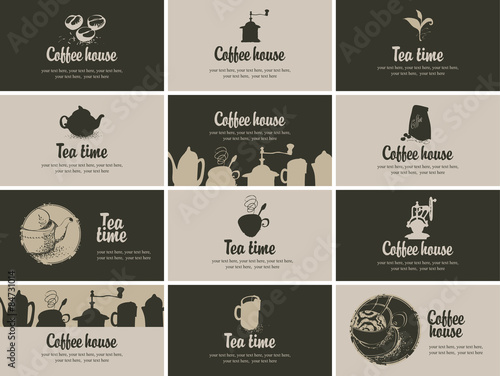 Vector Business card coffee and tea in retro