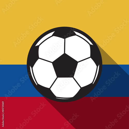 football icon with Colombia flag  or Ecuador flag  background