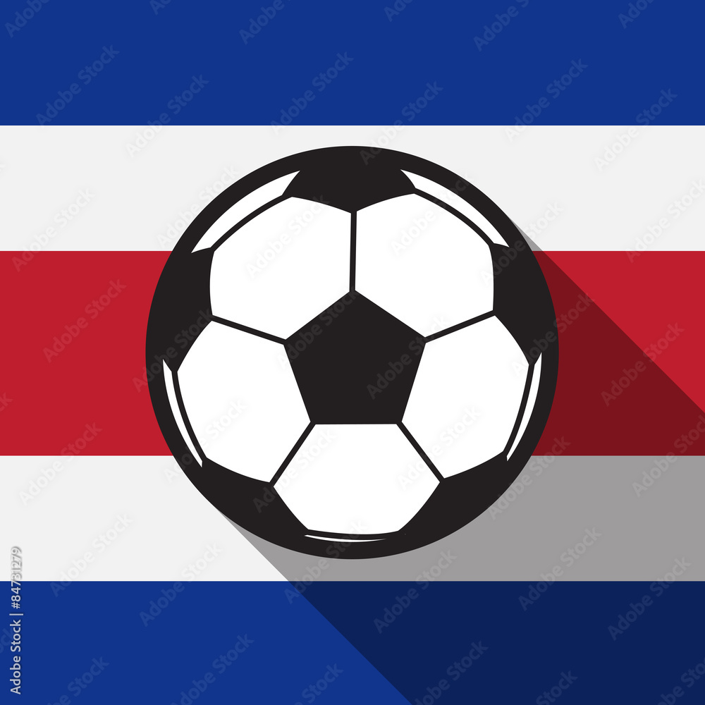 football icon with Costa Rica flag background,long shadow vector football icon with Costa Rica flag background,long shadow vector