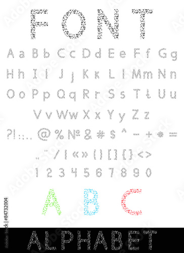 Vector font: alphabet and numbers