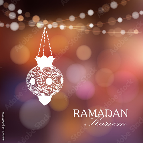 Illuminated arabic lamp with lights, Ramadan vector background