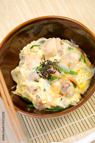 bowl of chicken egg rice photo