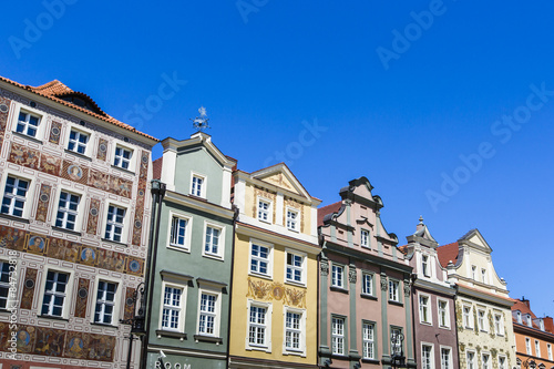 Houses and Town Hall in Old Market Square  Poznan  Poland