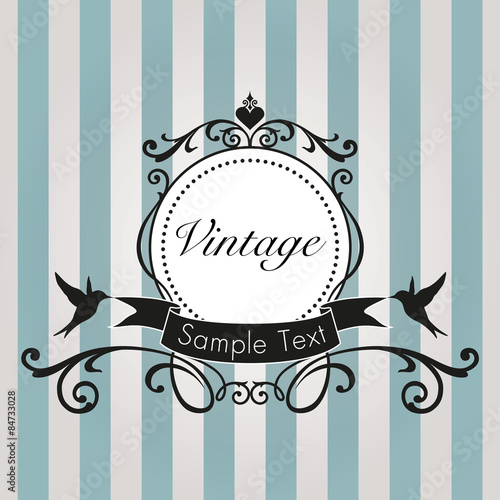Vintage frame on blue background