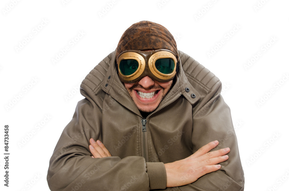 Funny pilot isolated on the white Funny pilot isolated on the white