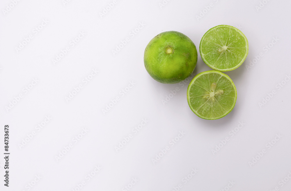 Fresh lime with space on white background