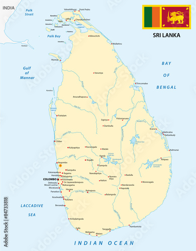 sri lanka map with flag