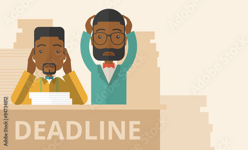 Two stressed african-american employees. 