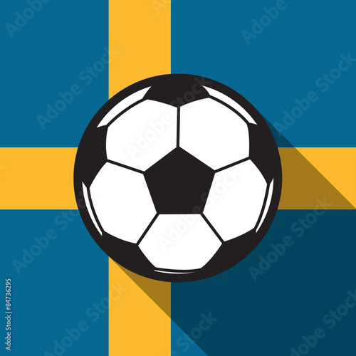 football icon with Sweden flag background long shadow vector