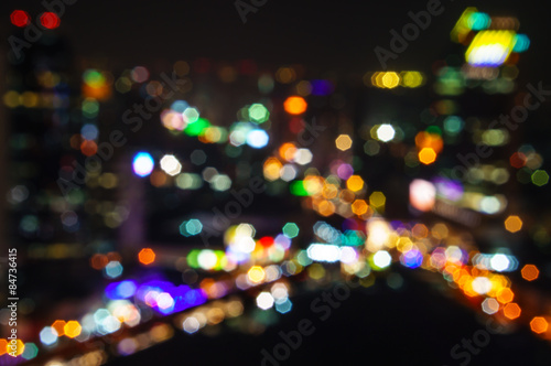 Photography Abstract bokeh of defocused cityscape lights