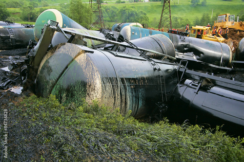 Wreck of oil tanks