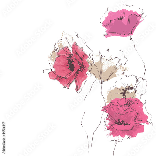 Fototapeta Naklejka Na Ścianę i Meble -  Floral corner decoration, poppies